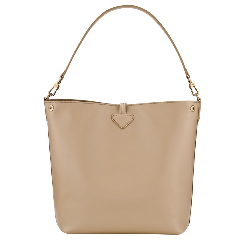 Beige Longchamp Le Roseau M Women Hobo Bag | US-950CBZEHA