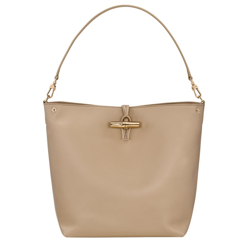Beige Longchamp Le Roseau M Women Hobo Bag | US-950CBZEHA