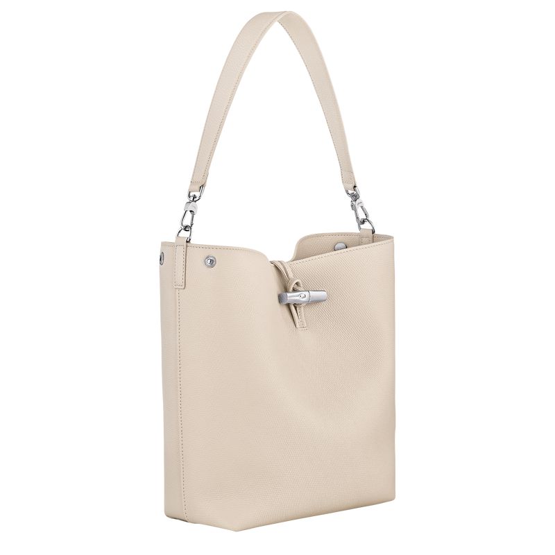 Beige Longchamp Le Roseau M Women Shoulder Bag | US-357VKLSYI