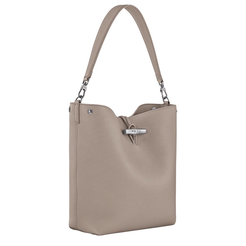 Beige Longchamp Le Roseau M Women Shoulder Bag | US-816FBLRYW