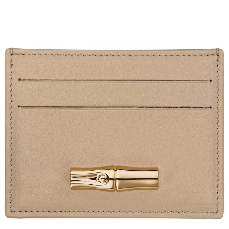 Beige Longchamp Le Roseau Women Card Holder | US-394MSAJXP