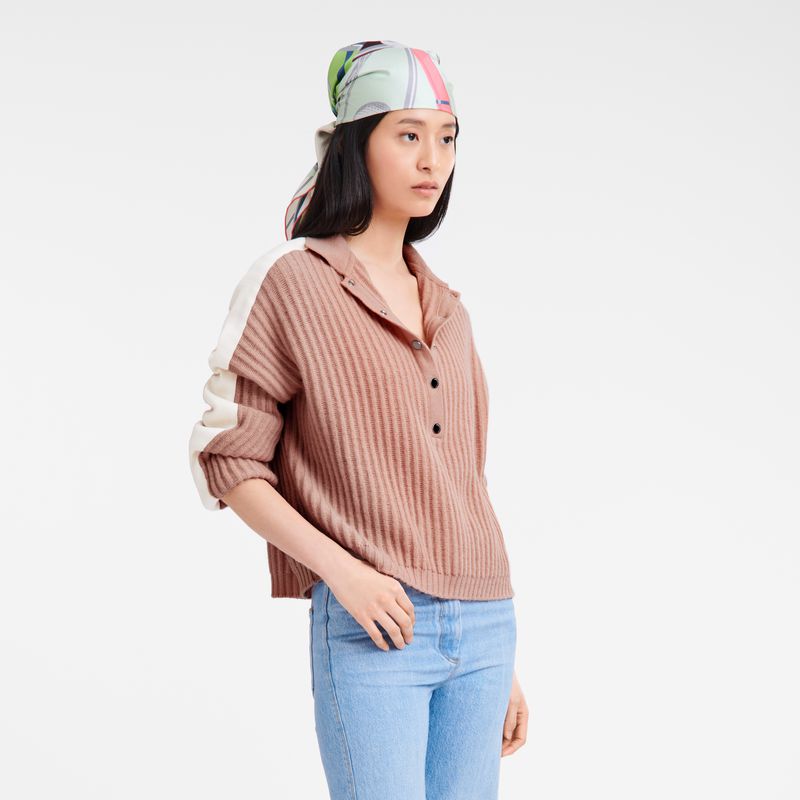 Beige Longchamp Polo Collar Women Jumper | US-389VQOIHK