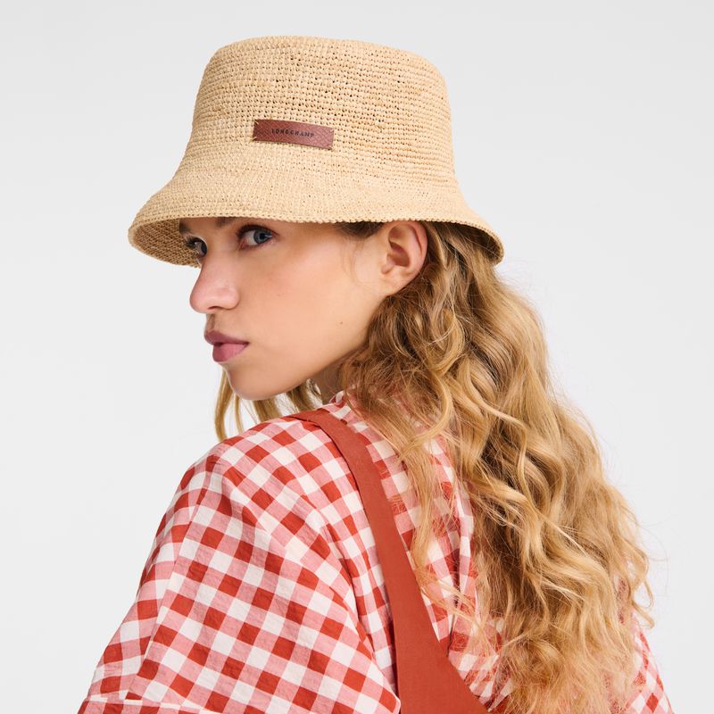 Beige Longchamp Raffia Women Bucket Hat | US-189ZOBUYK