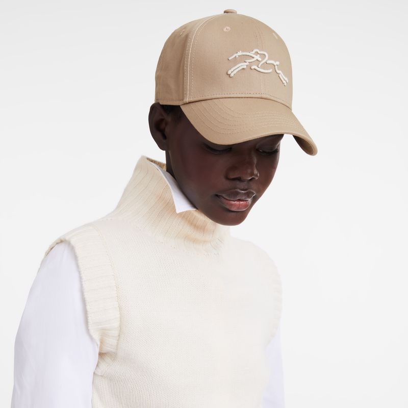 Beige Longchamp Solid Women Cap | US-956IXWGTU