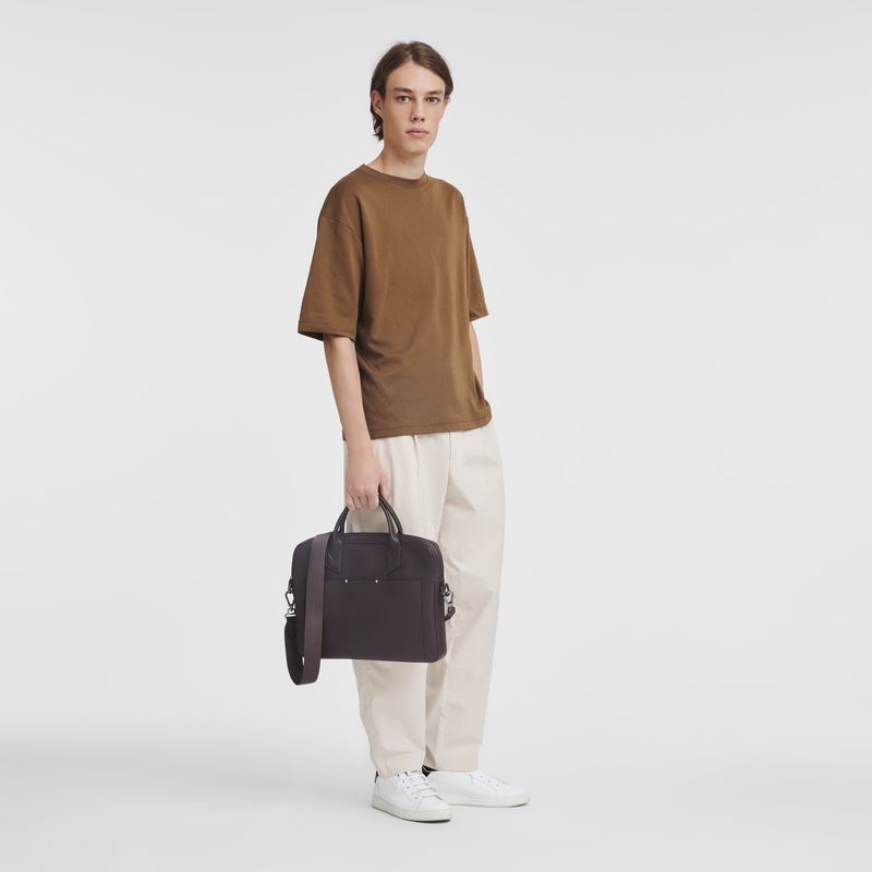 Beige Longchamp Sur Seine Men Briefcase | US-487MDFTIZ