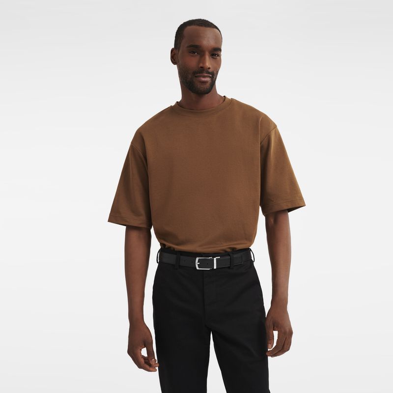 Beige / Black Longchamp Le Foulonné Men Belt | US-328ZGLYWQ
