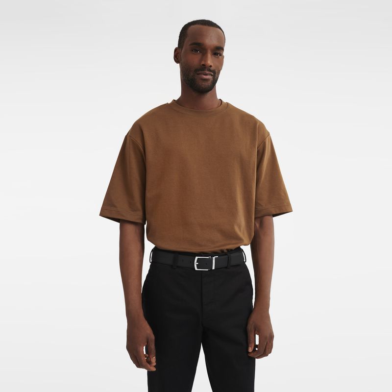 Beige / Black Longchamp Le Foulonné Men Belt | US-781YIDGHZ