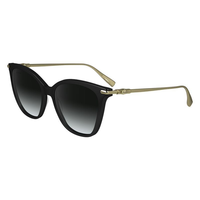 Black Longchamp Acetate / Metal Women Sunglasses | US-752WZSQFY