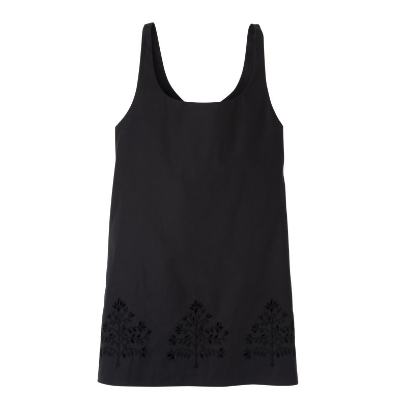 Black Longchamp Embroidered Canvas Women Dress | US-357ZIPBHJ