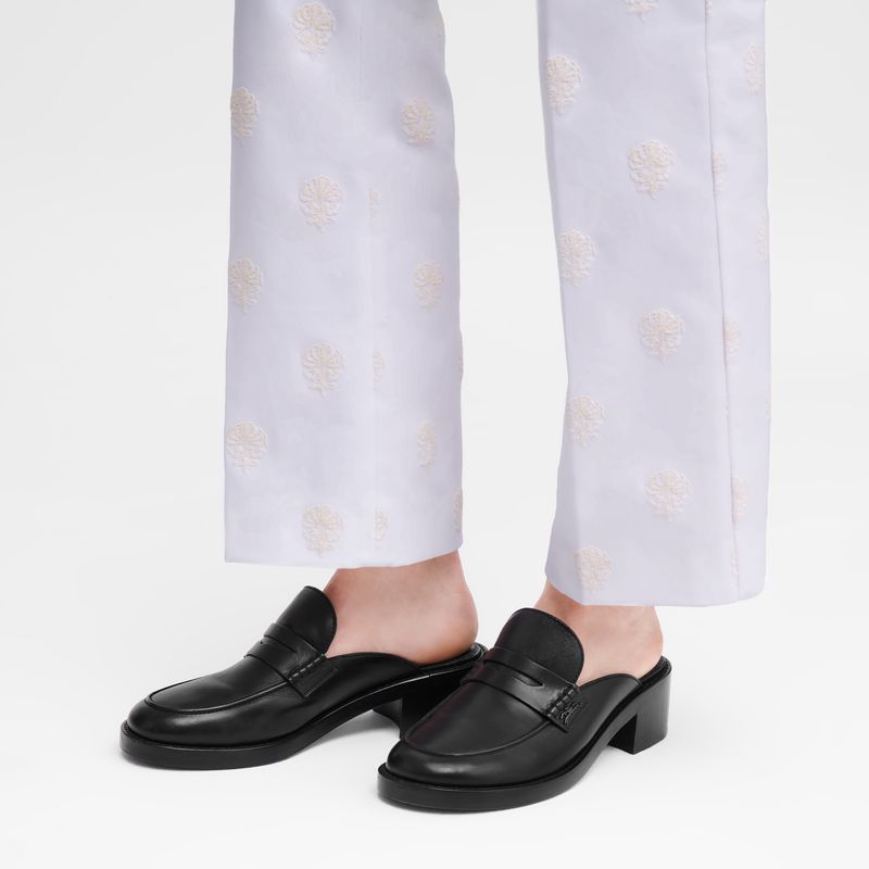 Black Longchamp Epure Timeless Women Mules | US-410LYWEFR