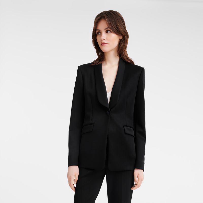 Black Longchamp Fitted Women Jacket | US-508JNSKDQ