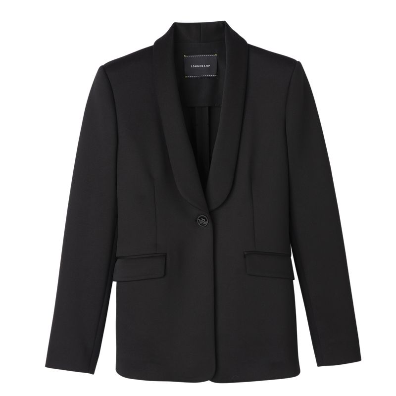 Black Longchamp Fitted Women Jacket | US-508JNSKDQ