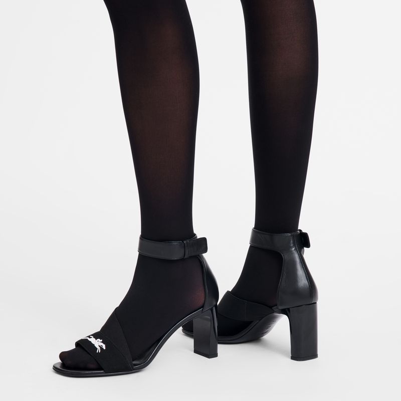 Black Longchamp La Baronne Heeled Women Sandals | US-623HCDTWZ