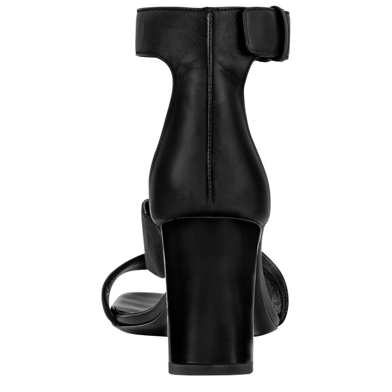 Black Longchamp La Baronne Heeled Women Sandals | US-623HCDTWZ