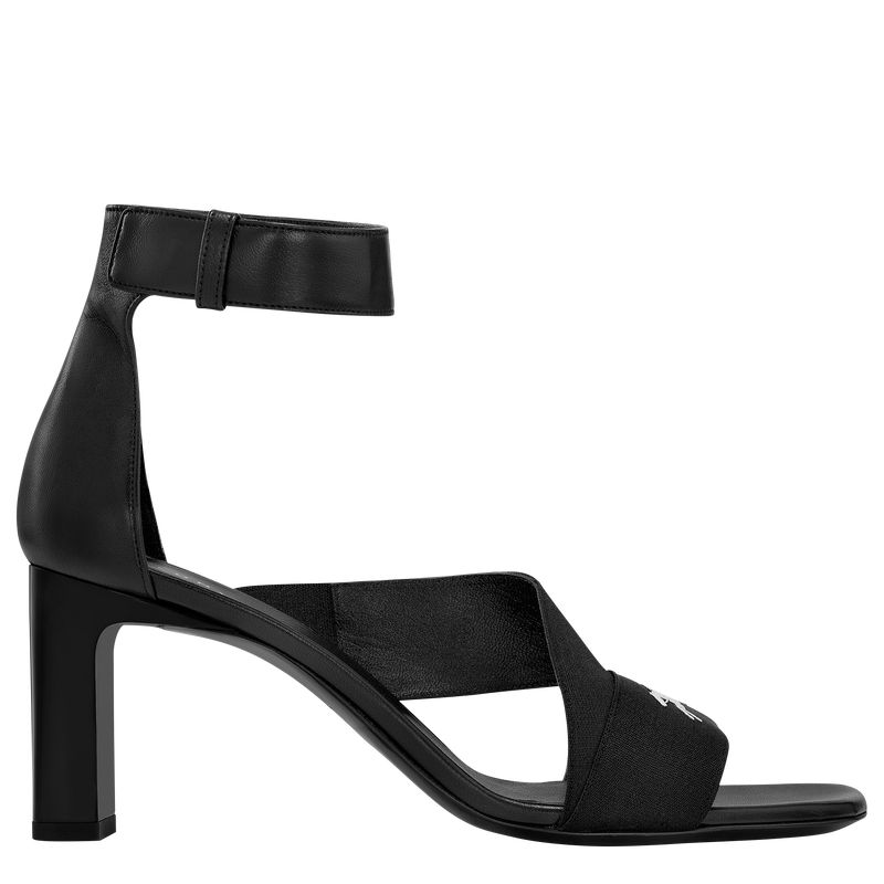 Black Longchamp La Baronne Heeled Women Sandals | US-623HCDTWZ
