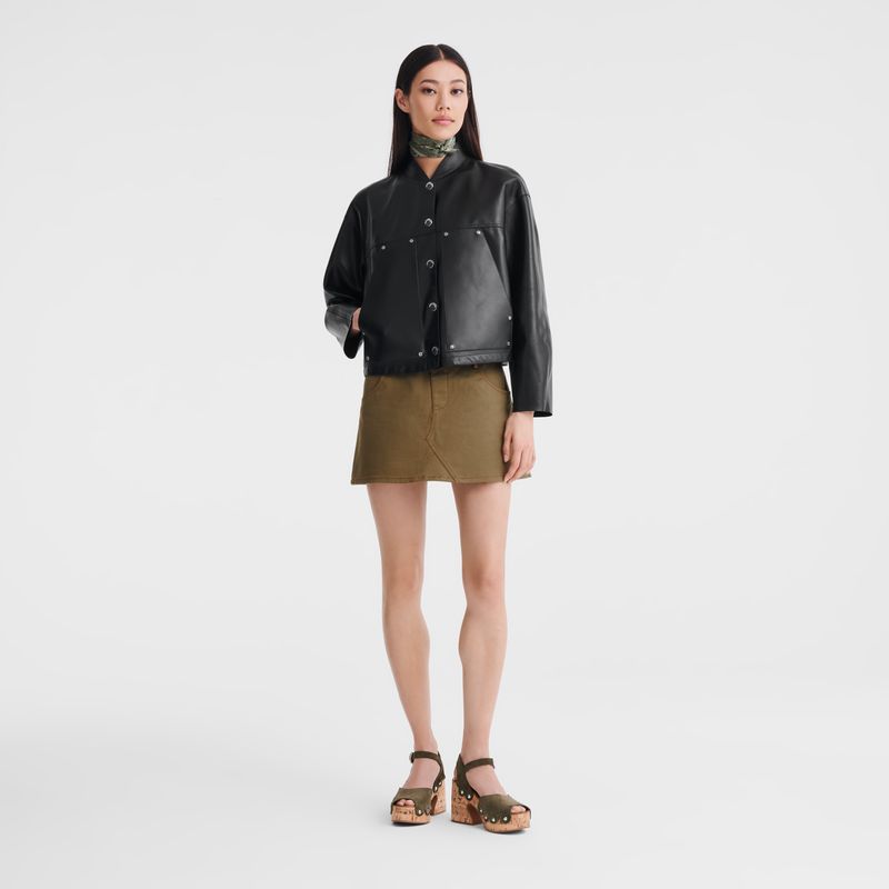 Black Longchamp Lambskin Women Jacket | US-036IGOKNS