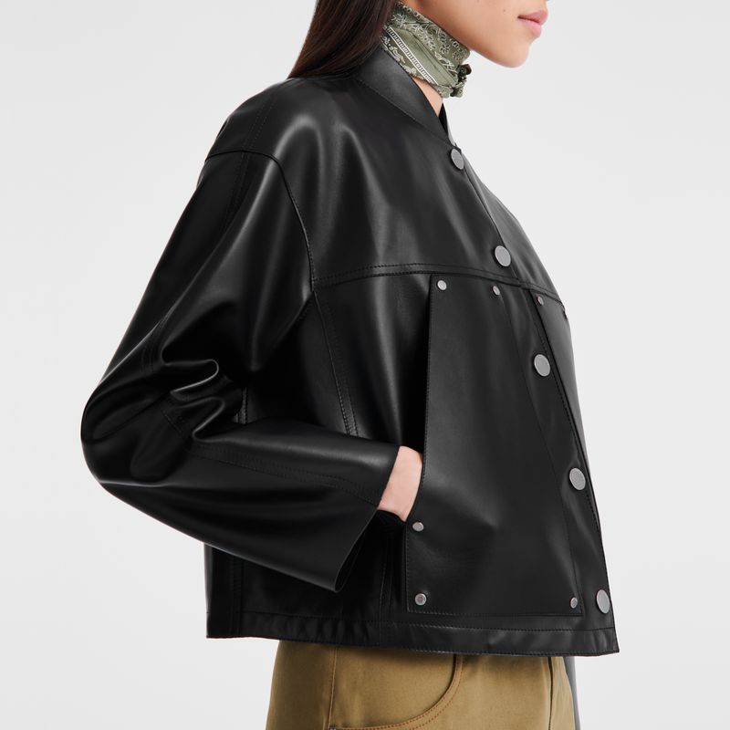 Black Longchamp Lambskin Women Jacket | US-036IGOKNS