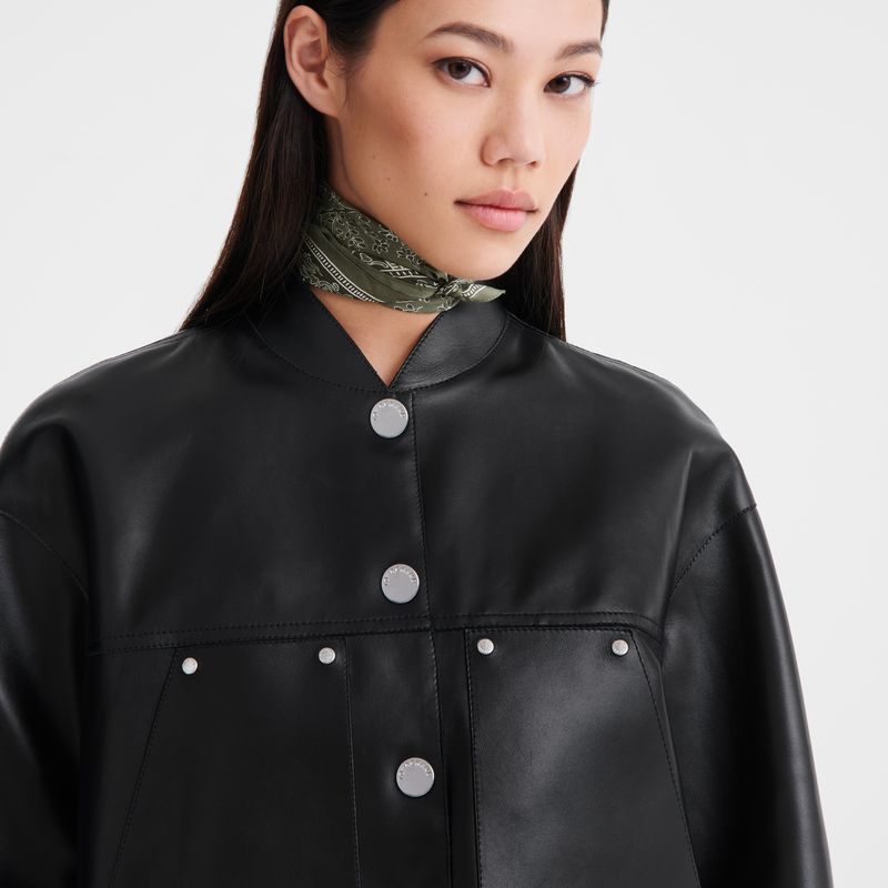 Black Longchamp Lambskin Women Jacket | US-036IGOKNS