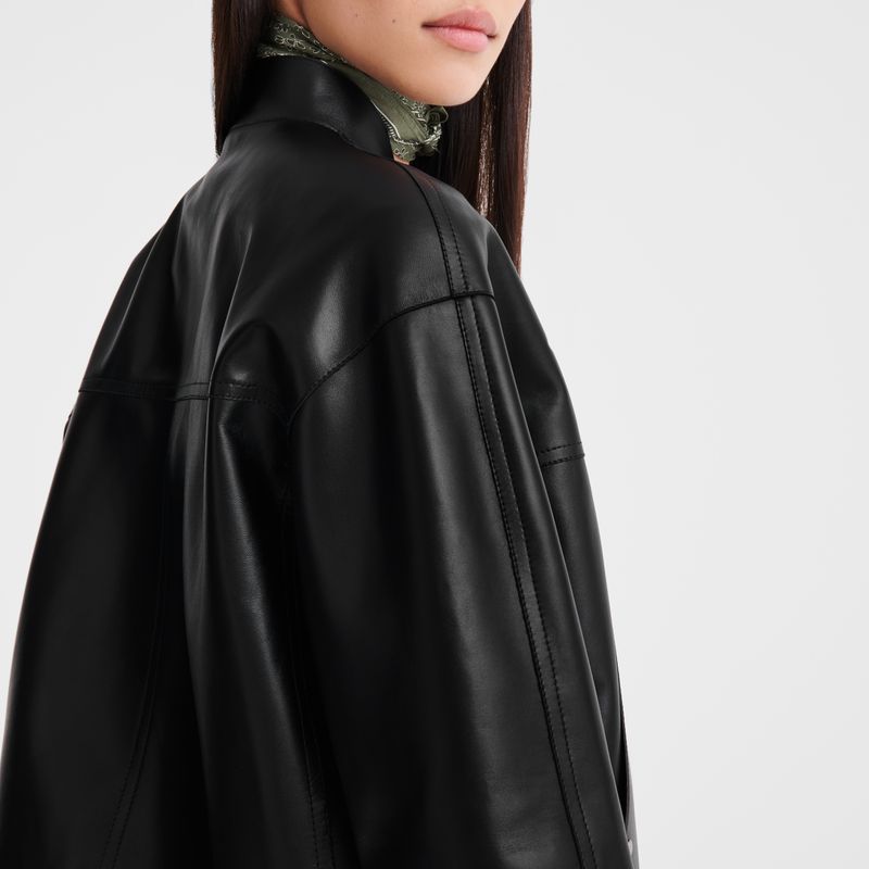 Black Longchamp Lambskin Women Jacket | US-036IGOKNS
