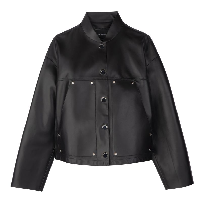 Black Longchamp Lambskin Women Jacket | US-036IGOKNS