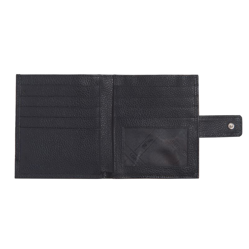 Black Longchamp Le Foulonné Compact Women Wallet | US-198YDLKPZ