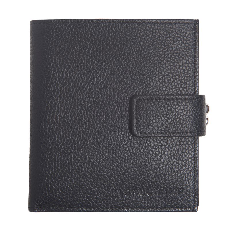 Black Longchamp Le Foulonné Compact Women Wallet | US-198YDLKPZ