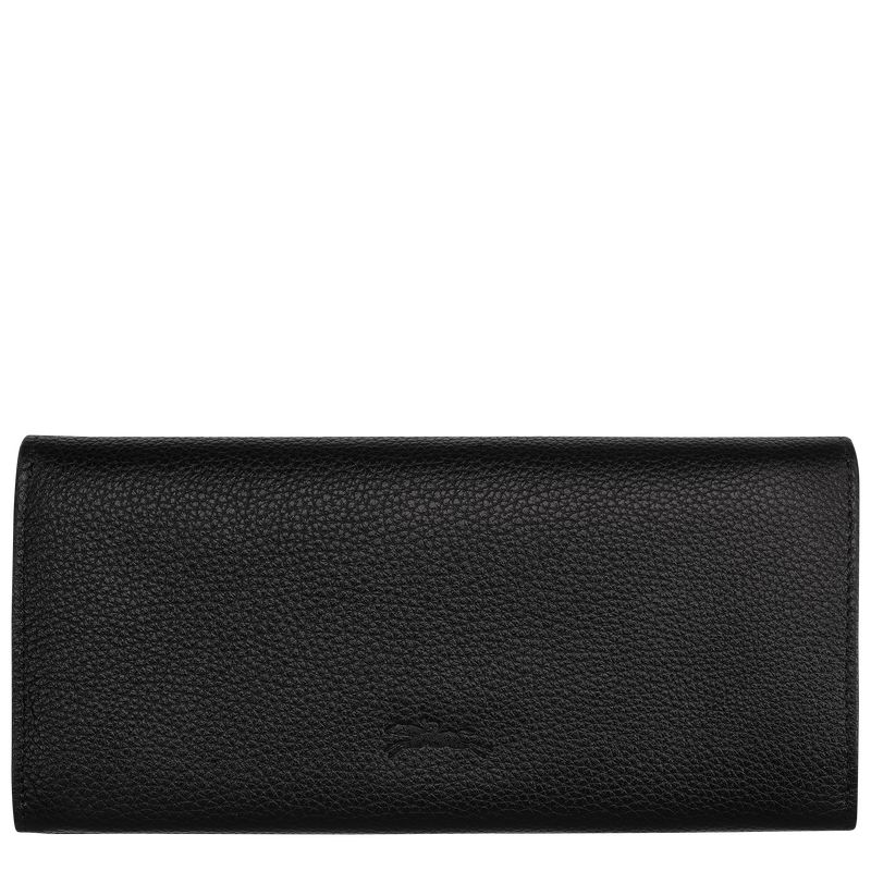 Black Longchamp Le Foulonné Continental Women Wallet | US-916VLMAOY