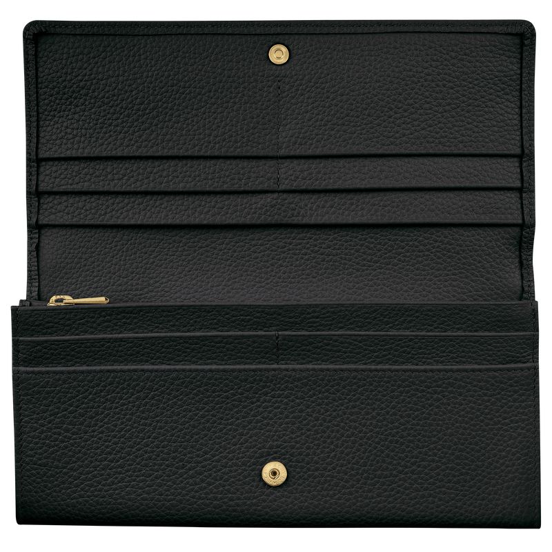 Black Longchamp Le Foulonné Continental Women Wallet | US-916VLMAOY
