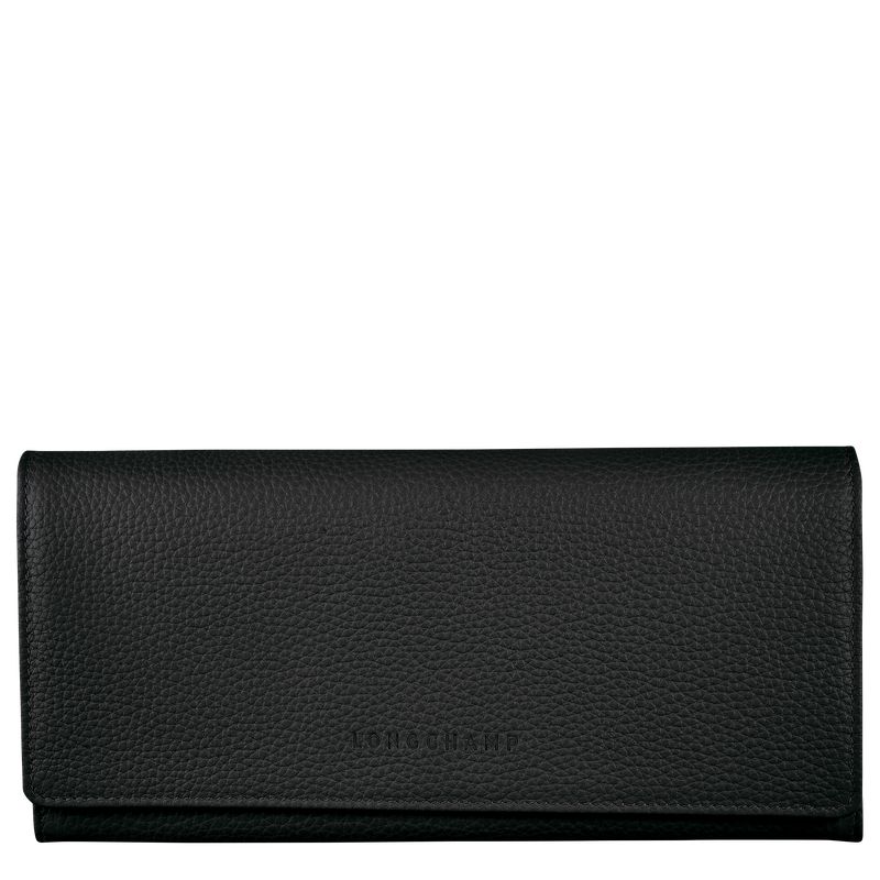 Black Longchamp Le Foulonné Continental Women Wallet | US-916VLMAOY