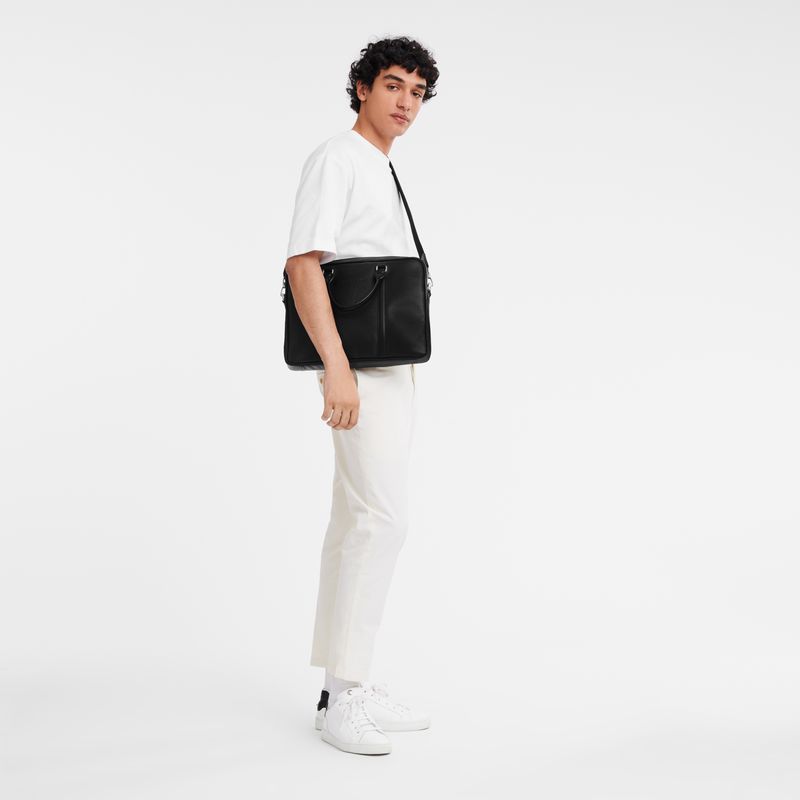 Black Longchamp Le Foulonné M Men Briefcase | US-216IQGLWV