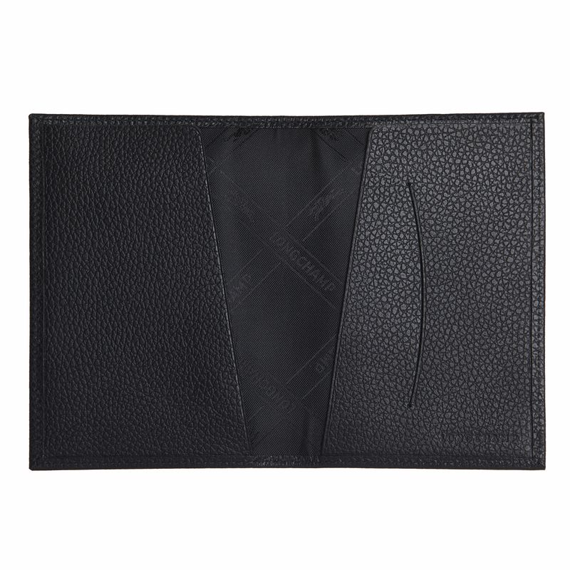 Black Longchamp Le Foulonné Men Passport Holder | US-134AWJECR