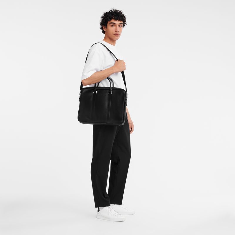 Black Longchamp Le Foulonné S Men Briefcase | US-423QKAMLR