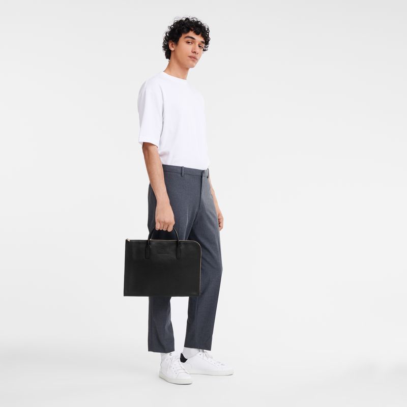 Black Longchamp Le Foulonné S Men Briefcase | US-513HQLKSJ