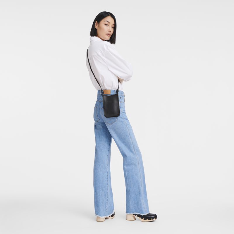 Black Longchamp Le Foulonné Women Phone Case | US-619XJAFBG