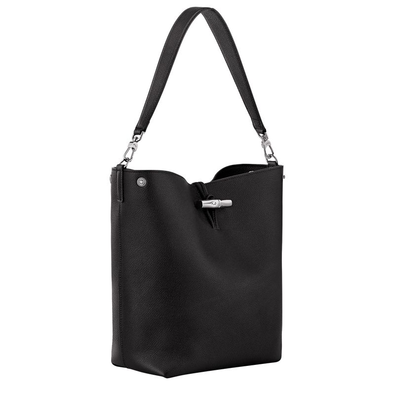 Black Longchamp Le Roseau M Women Shoulder Bag | US-694PBFHEK