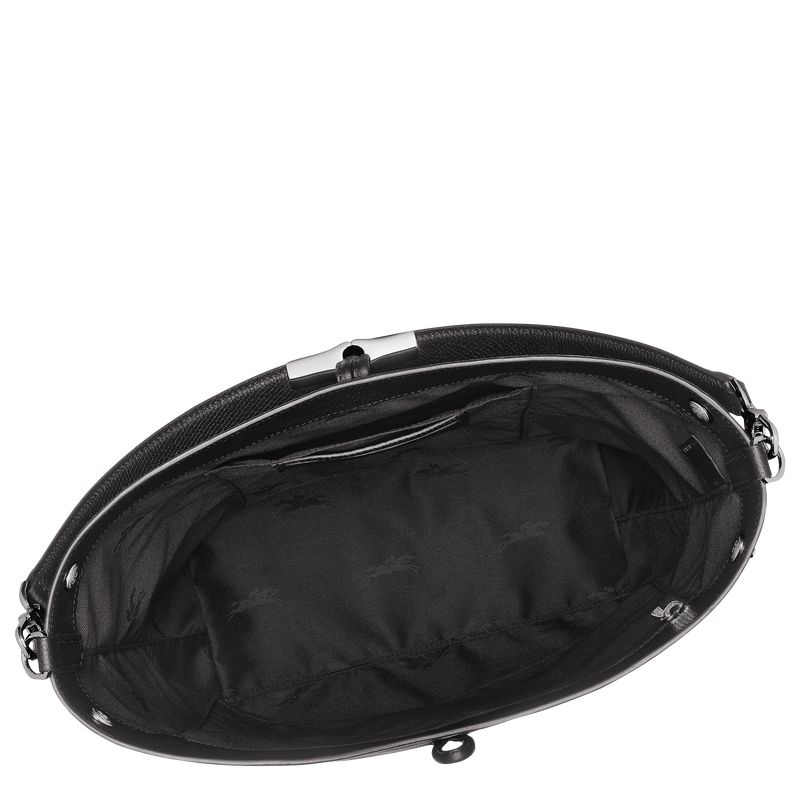 Black Longchamp Le Roseau M Women Shoulder Bag | US-694PBFHEK