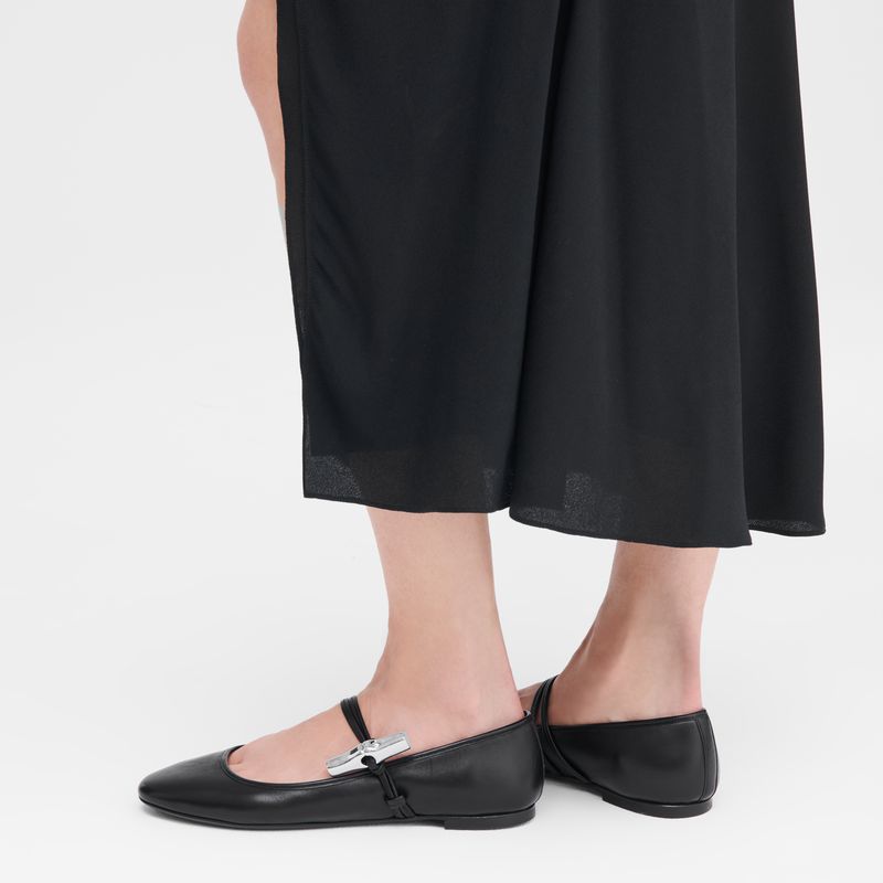 Black Longchamp Le Roseau Women Ballerinas | US-107RPSYON