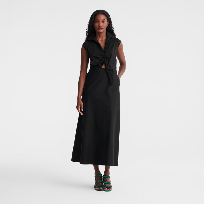 Black Longchamp Long Women Dress | US-340GFEYLU