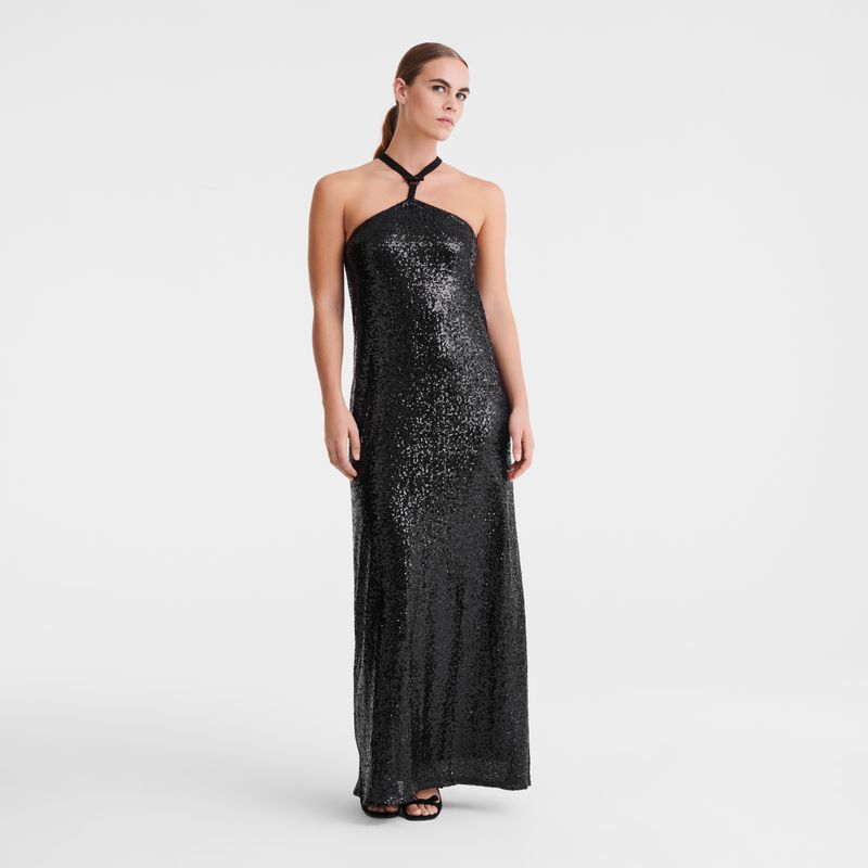 Black Longchamp Long Women Dress | US-692XMLEBW
