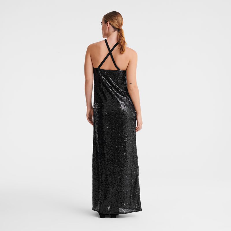 Black Longchamp Long Women Dress | US-692XMLEBW