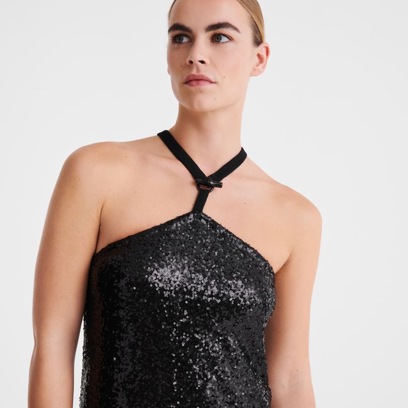 Black Longchamp Long Women Dress | US-692XMLEBW