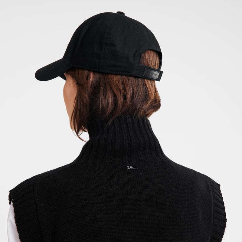 Black Longchamp Solid Women Cap | US-079PWUYAQ