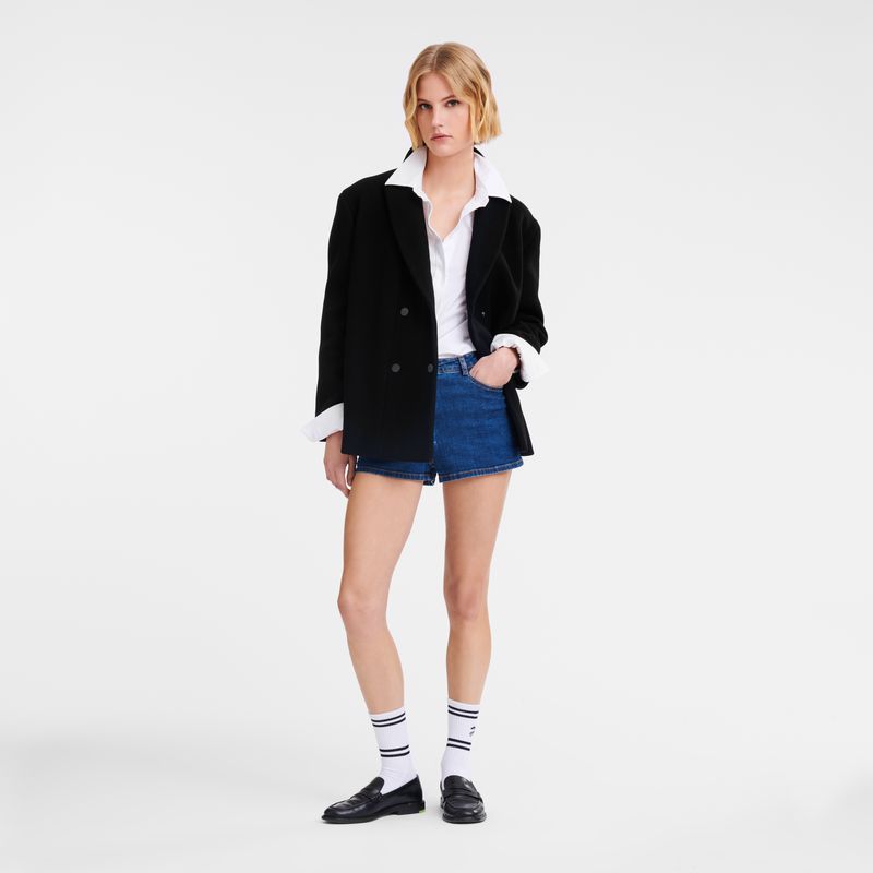 Black Longchamp Straight Short Women Coat | US-049CQKYSG