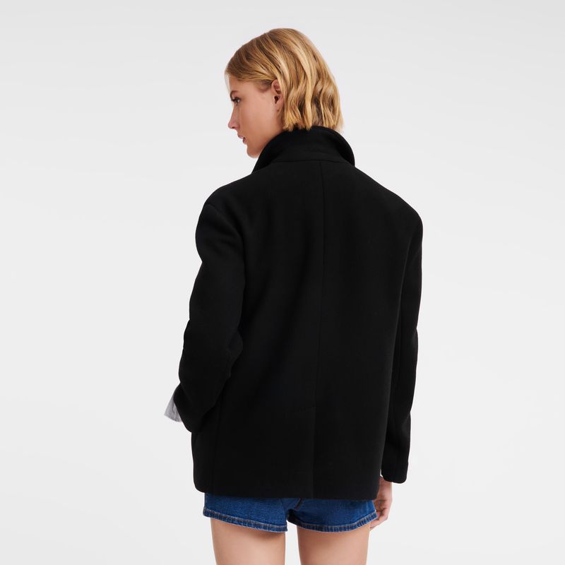Black Longchamp Straight Short Women Coat | US-049CQKYSG