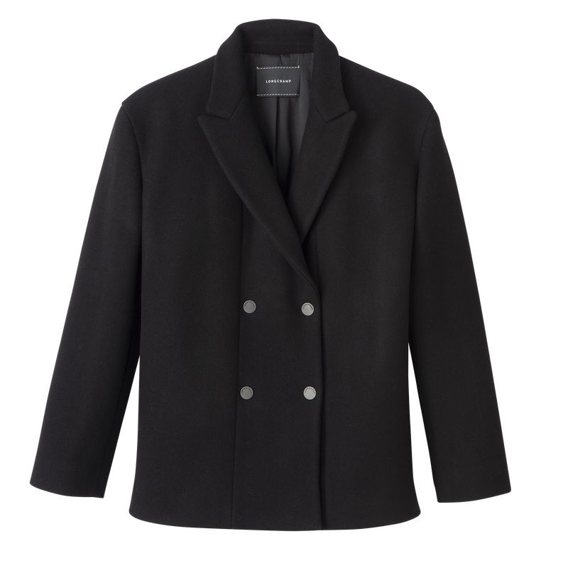 Black Longchamp Straight Short Women Coat | US-049CQKYSG