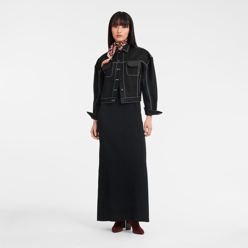Black Longchamp Topstitching Short Women Jacket | US-903SANBOM