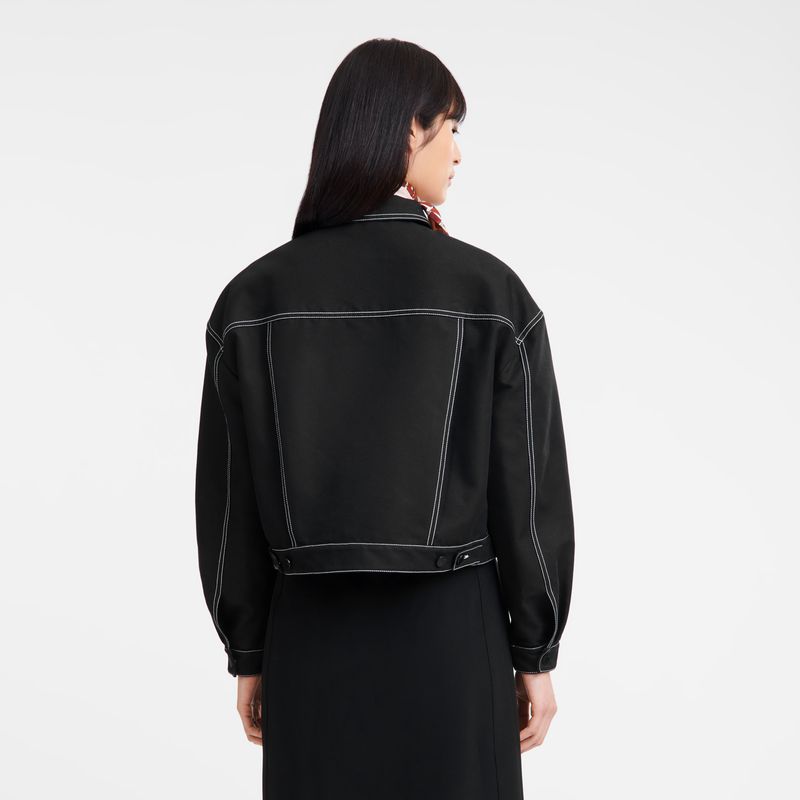 Black Longchamp Topstitching Short Women Jacket | US-903SANBOM
