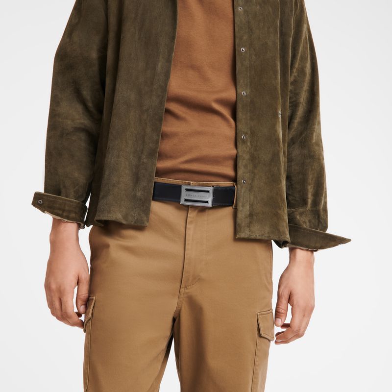 Black / Beige Longchamp Delta Box Men Belt | US-529OGPTQR