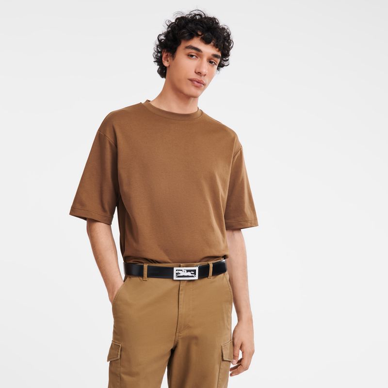 Black / Beige Longchamp Delta Box Men Belt | US-235ZSYQNC