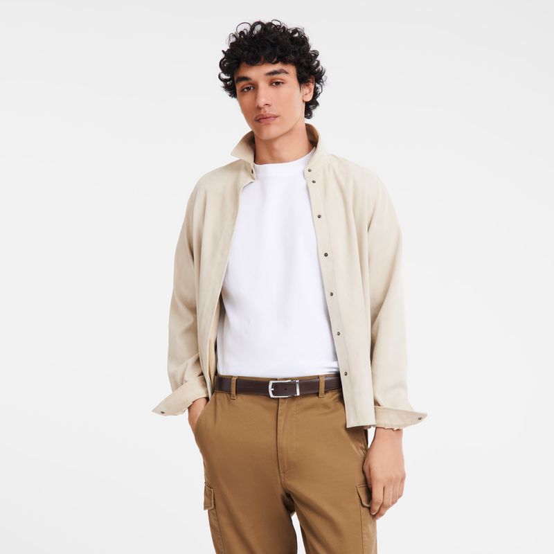 Black / Beige Longchamp Delta Box Men Belt | US-346GZQHKA